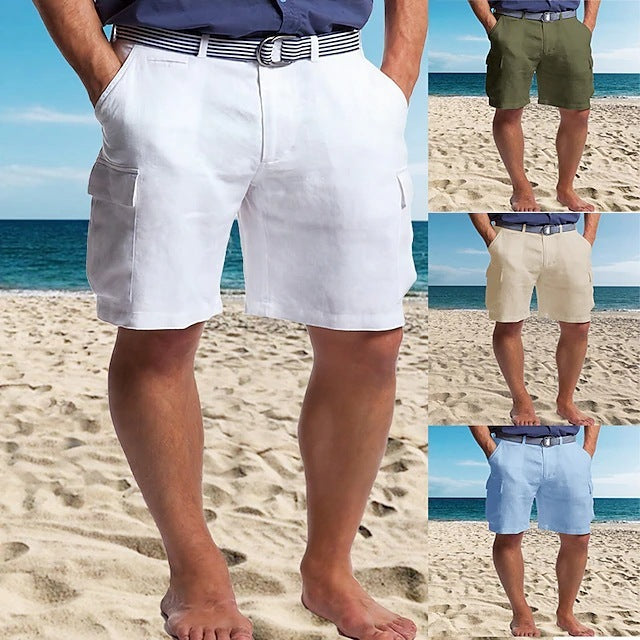 Multi-pocket Straight Plain Comfortable Breathable Shorts