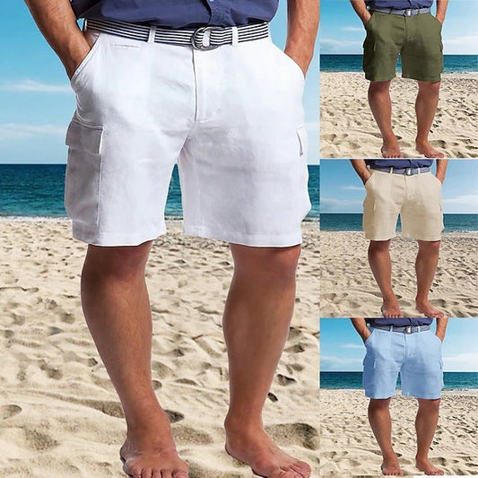 Multi-pocket Straight Plain Comfortable Breathable Shorts