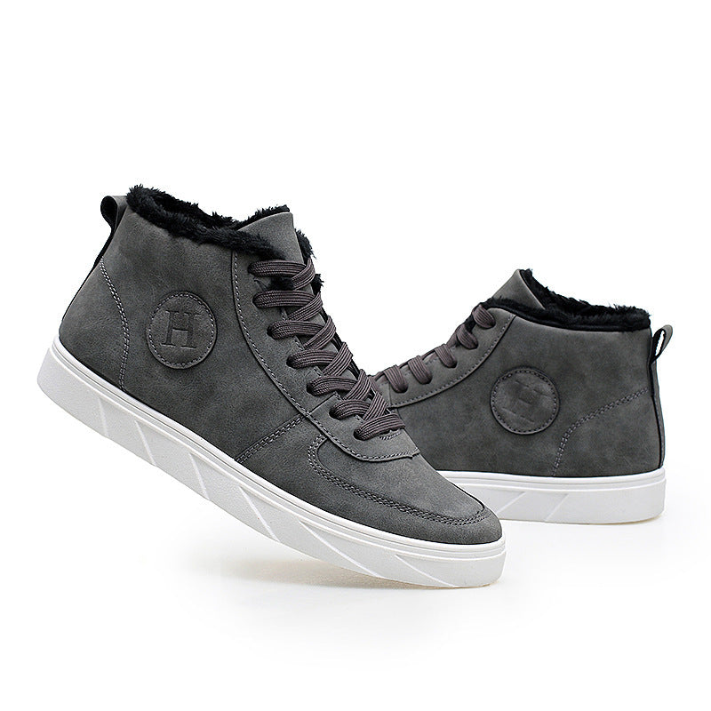 Autumn and winter high help new scrub new casual men's shoes Korean version of the tide men's shoes plus cotton plus velvet men