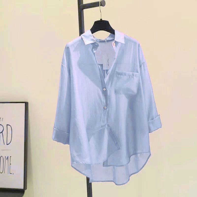 Tencel Cotton Sun Protection Shirt Long Sleeve Versatile Loose Top