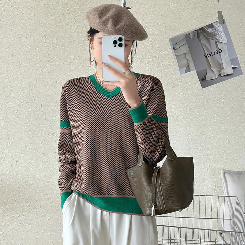 Autumn And Winter Lazy Style Sweater Women's Fashionable Retro Casual Long-sleeved Sweater With Pullover