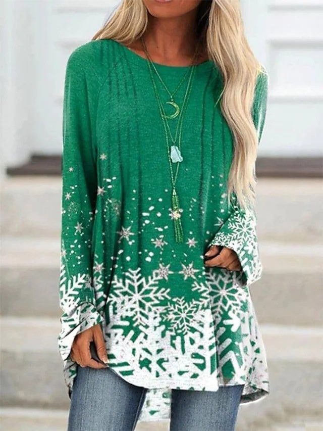 Women's Long Sleeve Round Neck Loose T-shirt