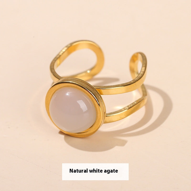 Fashion Unique Crystal Agate Round Ring