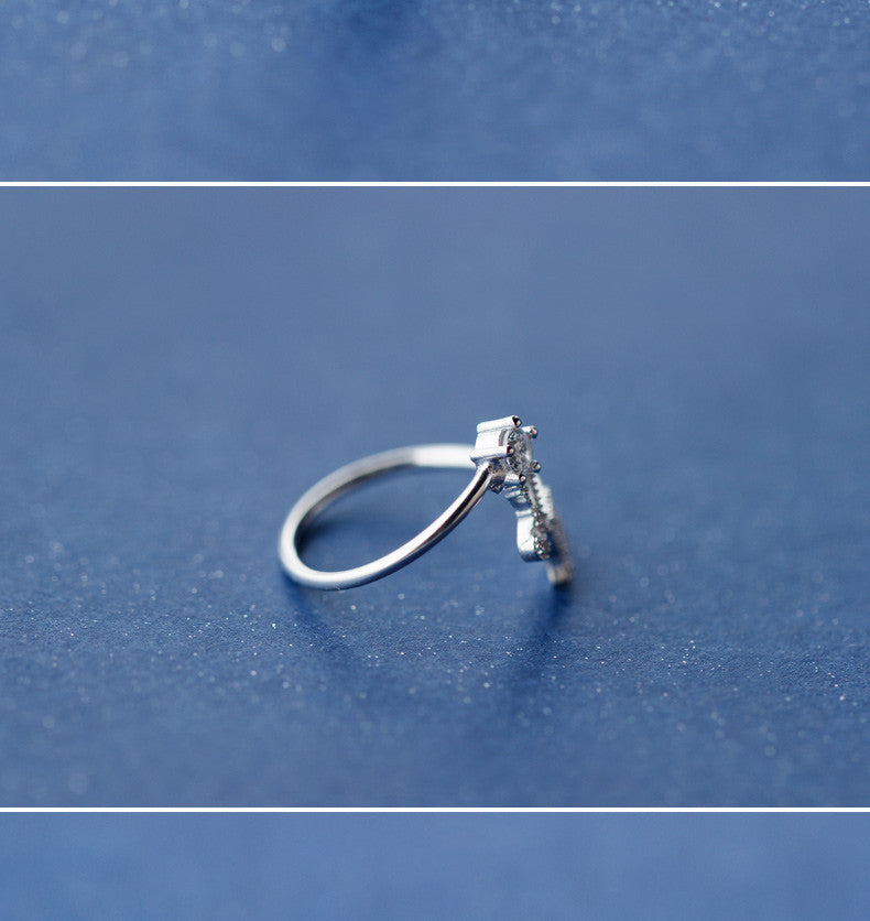 Sterling Silver Ring With Diamond Elk Christmas Full Diamond