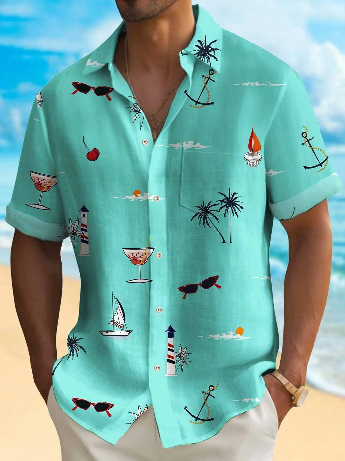 Men's Fashion Hawaiian Digital Printing Shirt