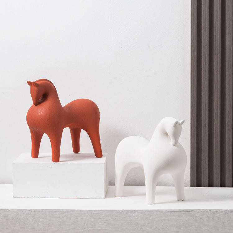 Red Horse Ceramic Decoration Cabinet For Exhibition Hall