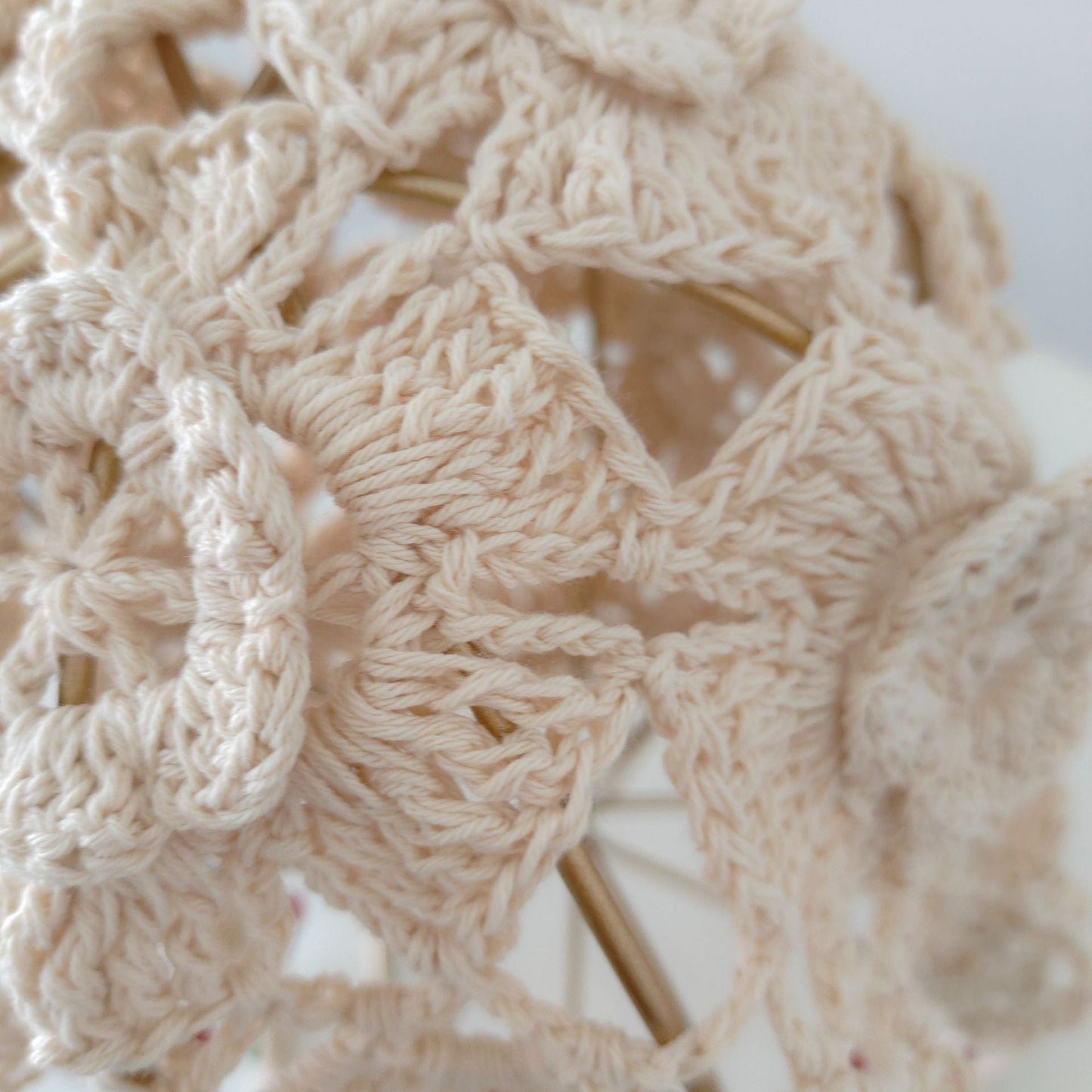 Flower Tassel Knitted Hat Pure Cotton Handmade Colorful Beads Retro Hollow