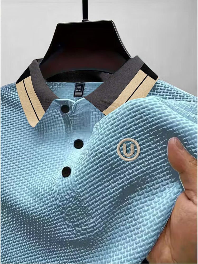 High-end Mesh Ice Silk Short Sleeve Solid Color U Printing