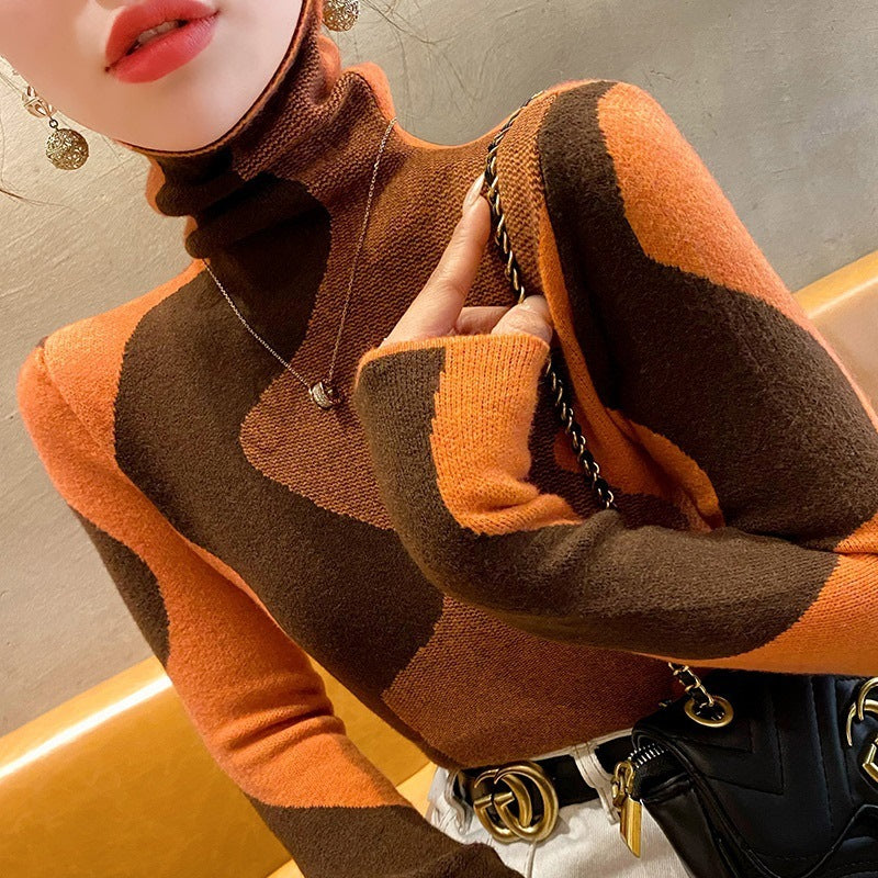 Autumn And Winter Undershirt High-grade Western Style Color Matching Winter Knitting Inner Wear