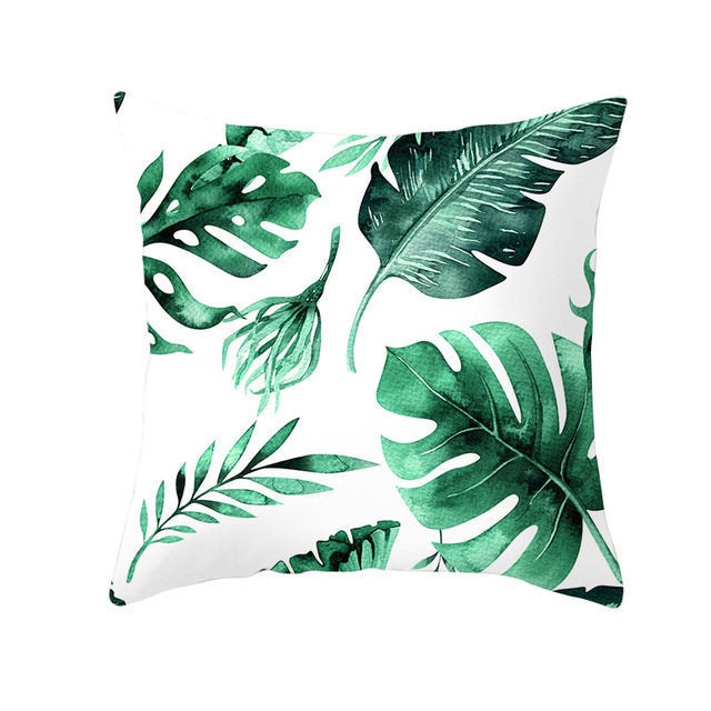 Summer Tropical Plants Decorative Pillowcase Green Leaves