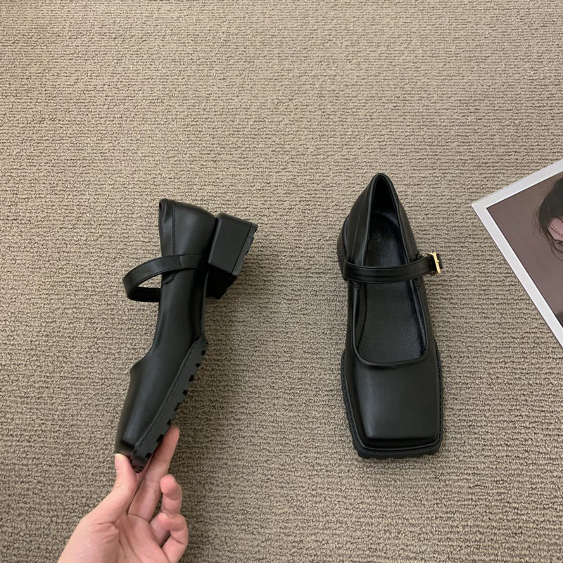 Square Toe Shallow Cut Single Shoe Versatile