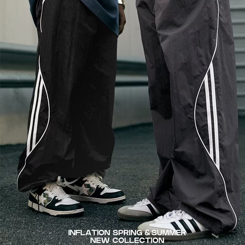 Spring And Summer Loose Thin Exercise Ankle-tied Tactical Pants Men's Striped Quick-drying Pants