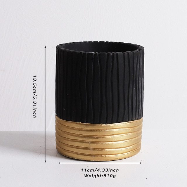 Nordic style senior grey striped succulent potted plant