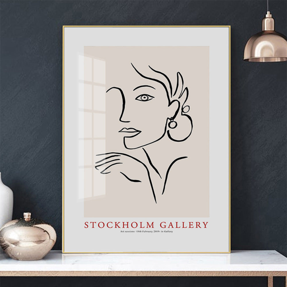 Abstract Geometry Hanging Painting Black and White Line Porch Decoration Paintin