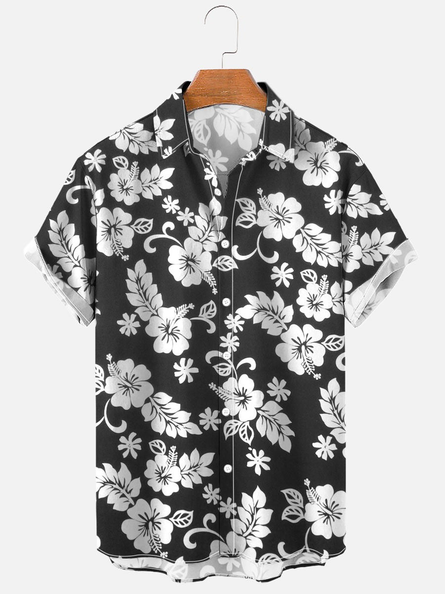 Summer Flower Pattern Seaside Men's Clothing Print Shirt