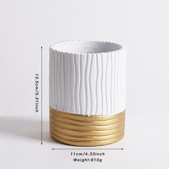 Nordic style senior grey striped succulent potted plant