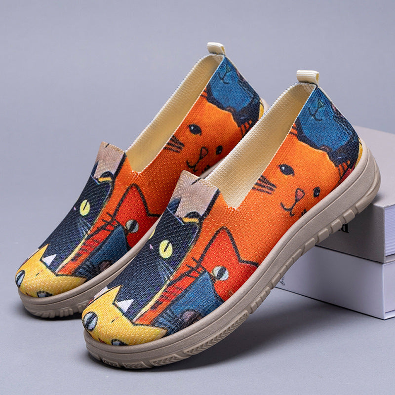 Plus Size Women's Shoes Color-blocking Cloth Shoes Slip-on Pumps