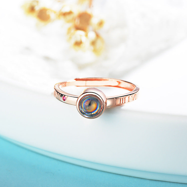 Sterling Silver 925 Projection I Love You Adjustable Ring