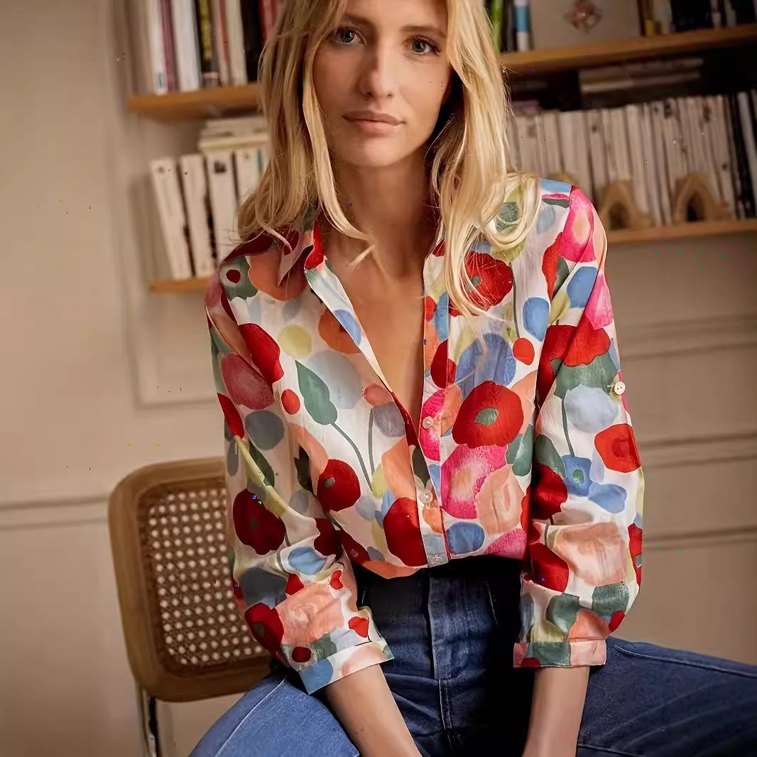 3D Digital Printing Long Sleeve Shirt Floral Top Gorgeous