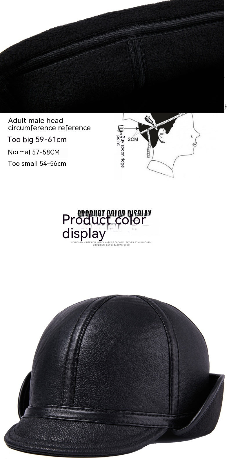 Casual Leather Men's Winter Sheepskin Velvet Thermal Outdoor Hat