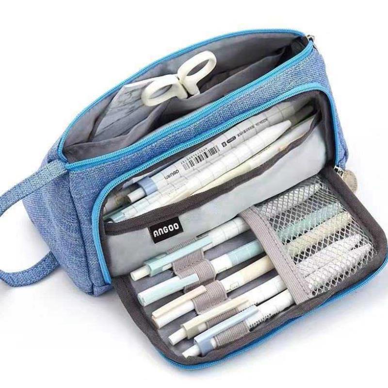 Multifunctional Large-capacity Cosmetic Bag Candy Color Cotton Linen Korean Simple Pencil Bag