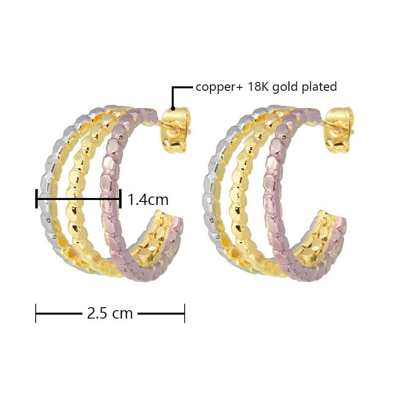 Cold Earrings Colorful Oil Necklace Multi-layer C- Shaped Simple