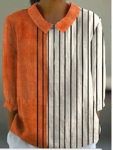 Women's Flower Digital Printed 34 Sleeves Shirt Top T-shirt Batch