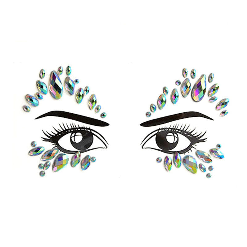 Acrylic Green Resin Diamond Face Sticker Rhinestone Face Sticker Crystal Diamond Eyebrow Sticker Diamond