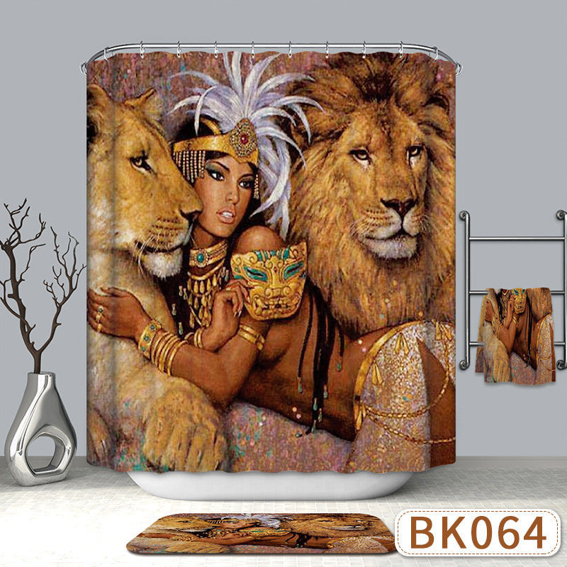 Cartoon 3d printed shower curtain