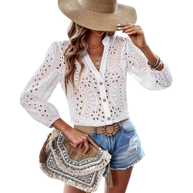 Women's Top Button White Fashion