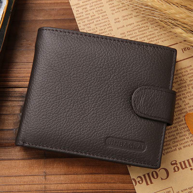 Men's Short Genuine Leather Vintage Zipper Buckle Wallet