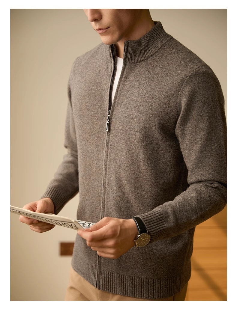 Men's Zipper Stand-up Collar Cardigan Coat