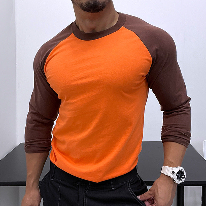 Round Neck Loose Breathable Plus Size Bottoming Shirt Men's Casual Raglan Sleeve Top