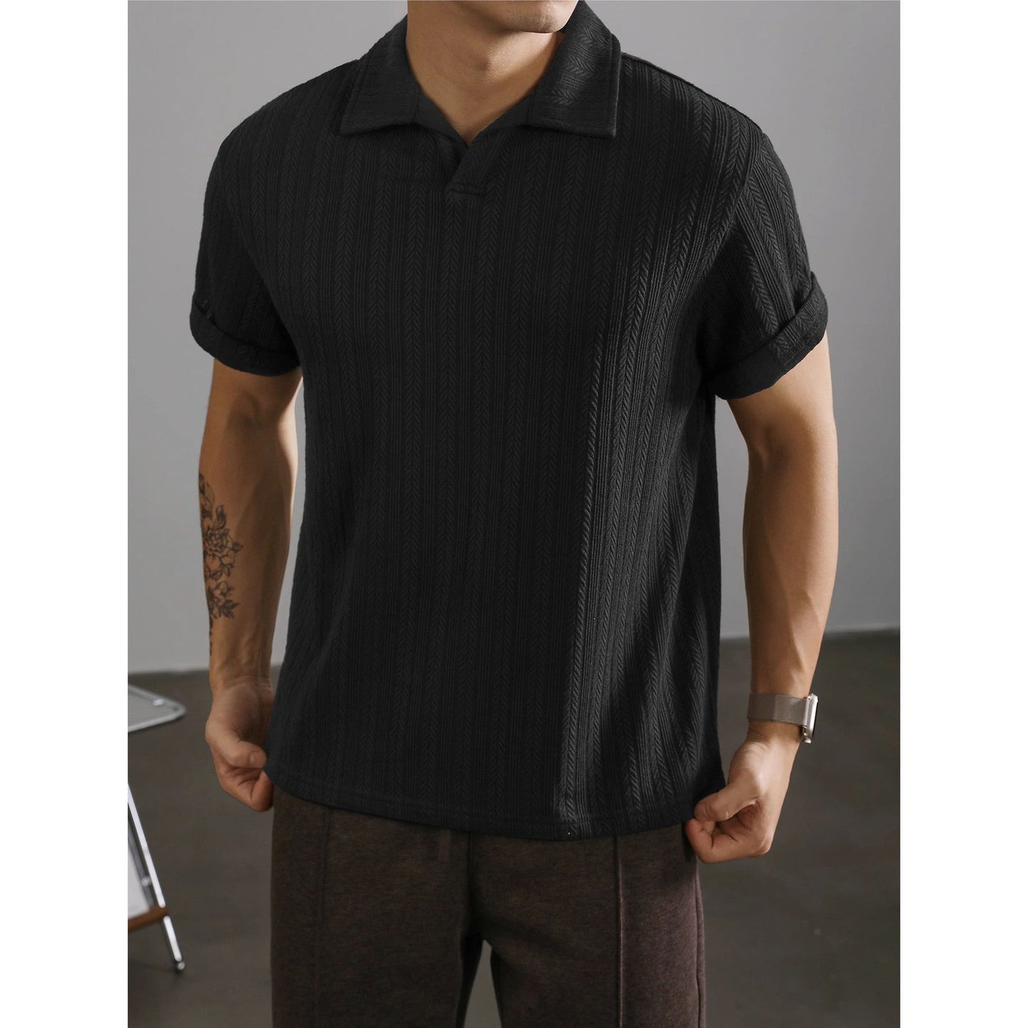 Wheat Woven Texture Summer Breathable Slim Fit Business