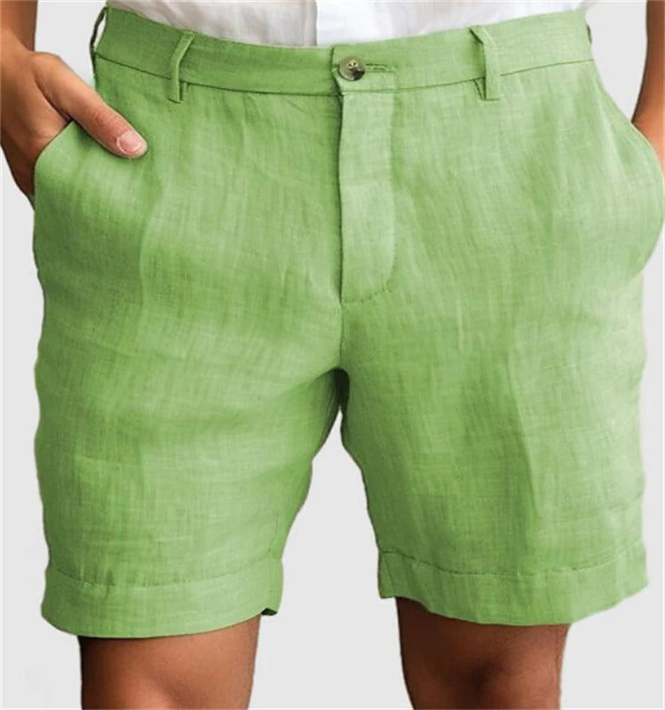 Men's Linen Summer Breathable Solid Color Outdoor Shorts