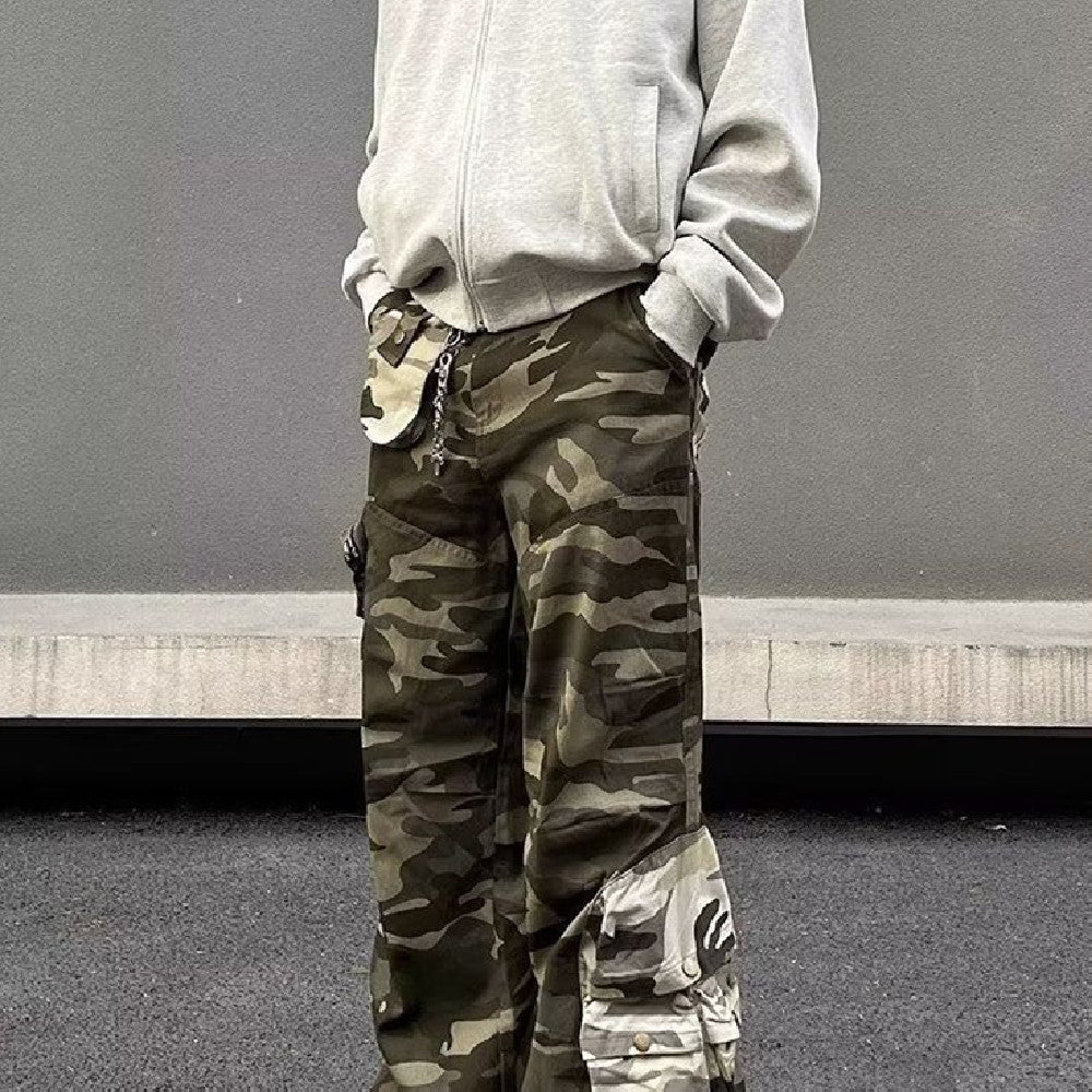 Men's Contrast Color Three-dimensional Pocket Overalls