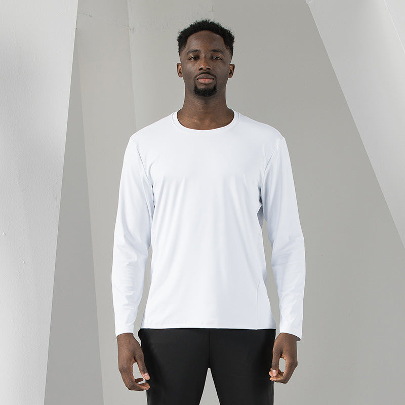Quick-drying Long-sleeved Sports T-shirt Men's Autumn And Winter Solid Color Stretch Fitness Casual Bottoming Shirt