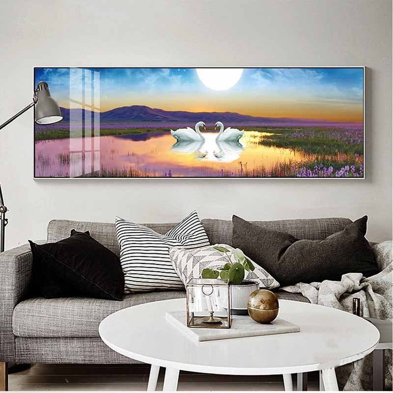 Swan Painting Decorative Art Poster