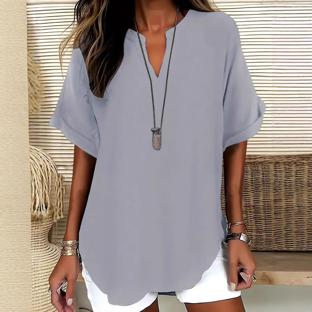 Summer Loose Solid Color Women's Casual Shirt