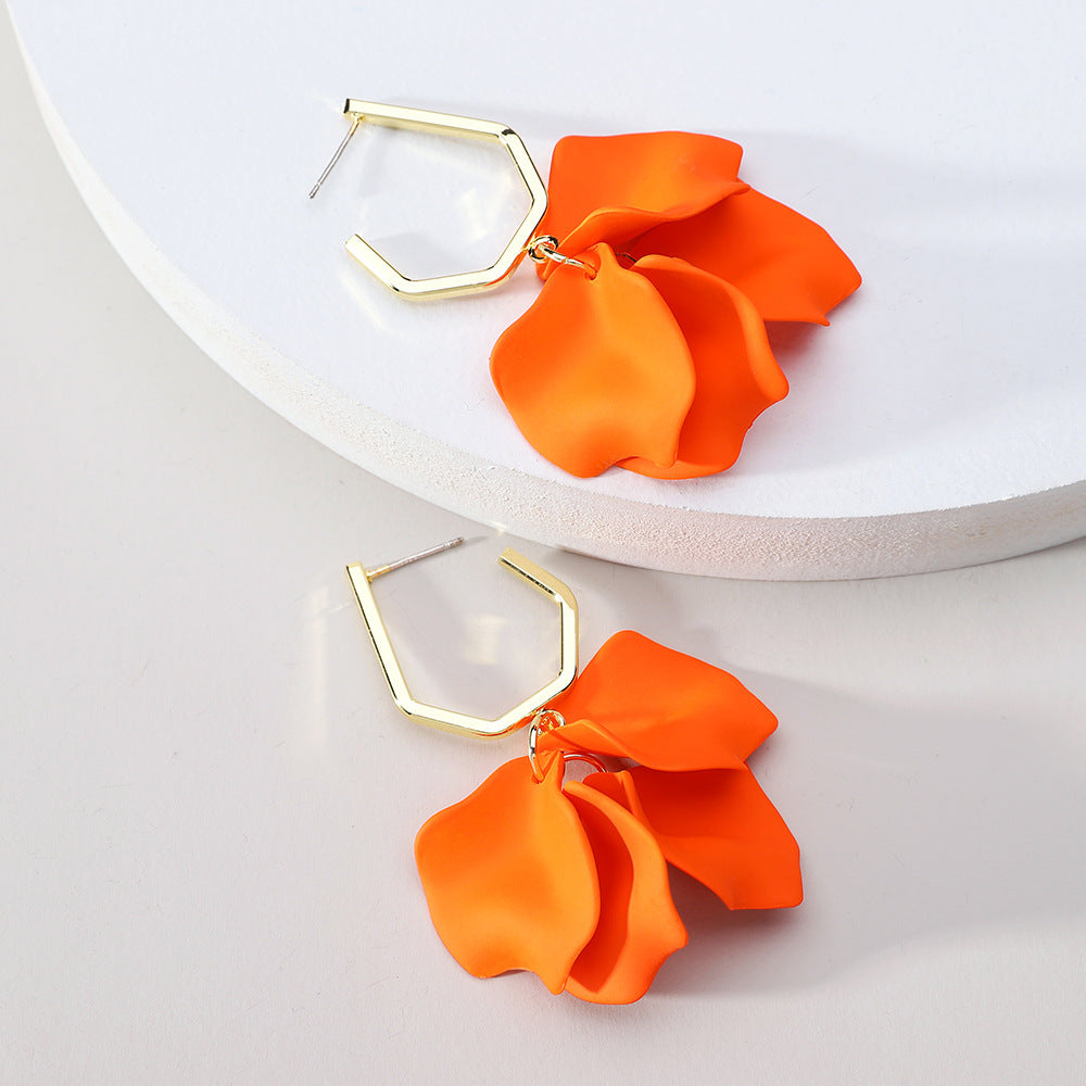 Acrylic Rose Petals Romantic Dangle Earrings