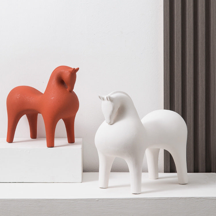 Red Horse Ceramic Decoration Cabinet For Exhibition Hall