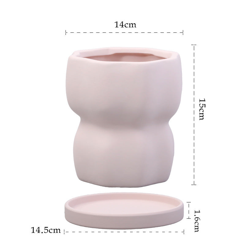 Plain Fired Breathable Ceramic Flowerpot
