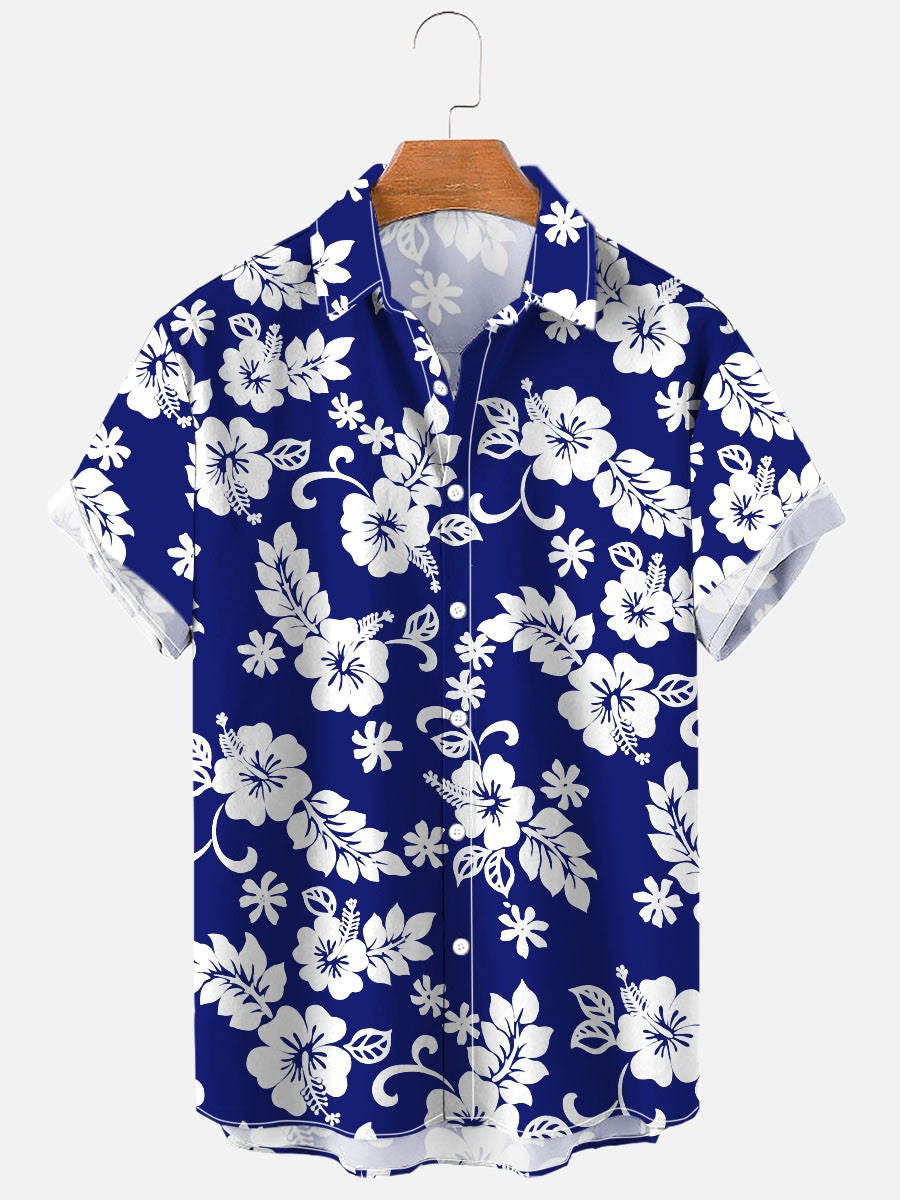 Summer Flower Pattern Seaside Men's Clothing Print Shirt