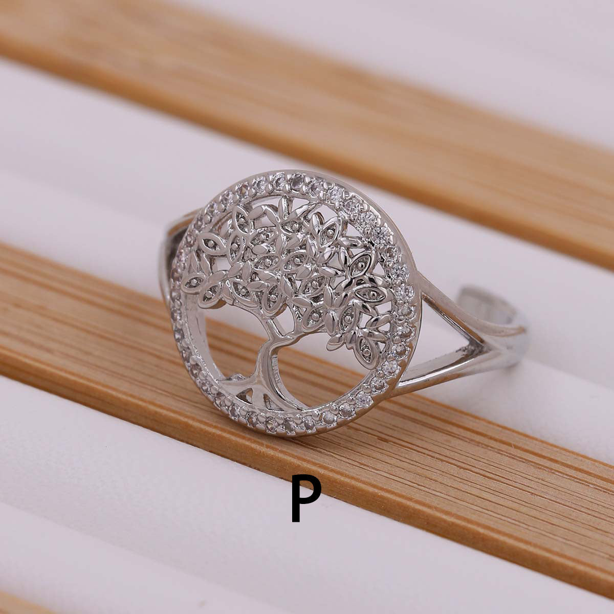 Tree Of Life Women's Ring Gold-plated Inlaid Zircon