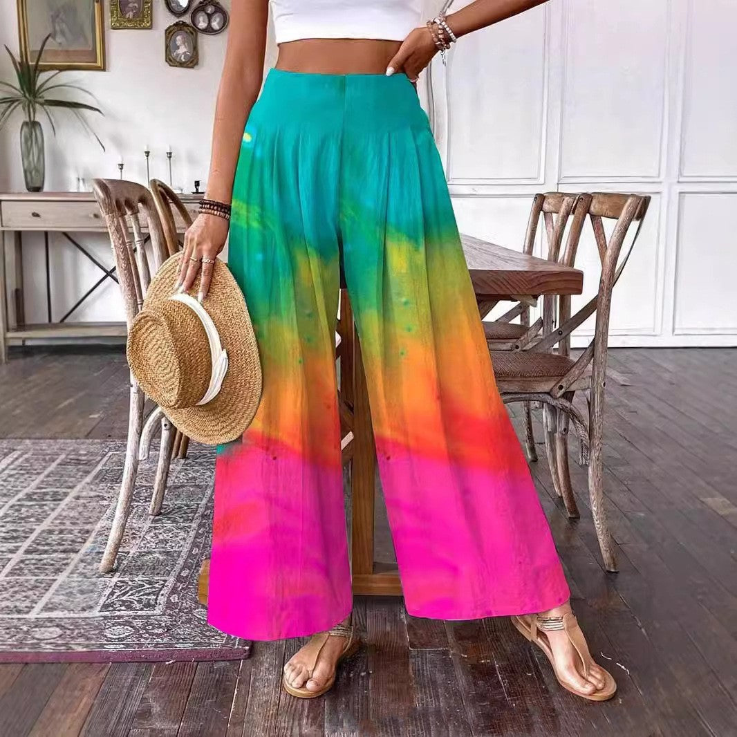 Elegant High Waist Wide Leg Women's Trousers