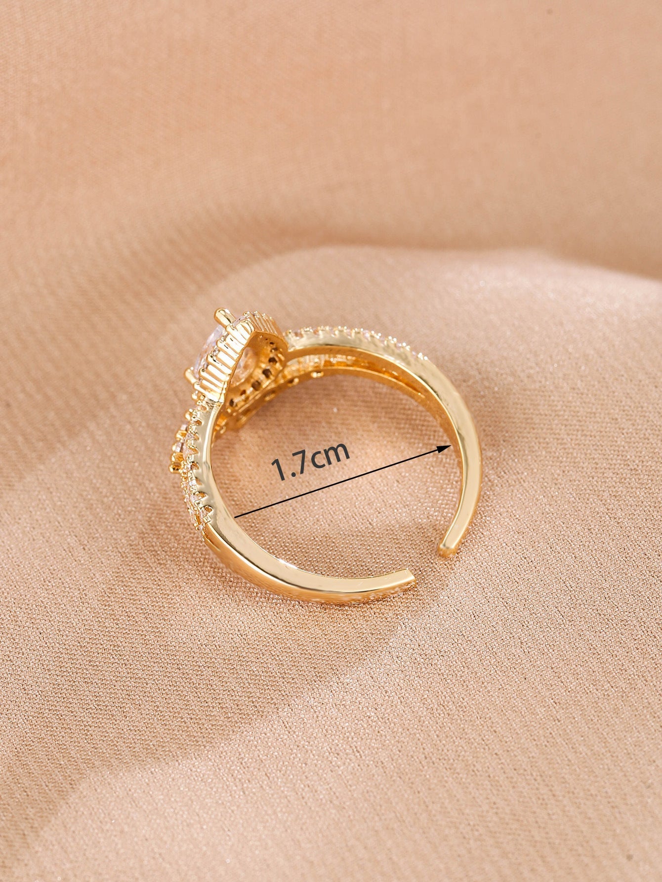 Copper Plated Real Gold Color Retaining Water Drop Crown Ring