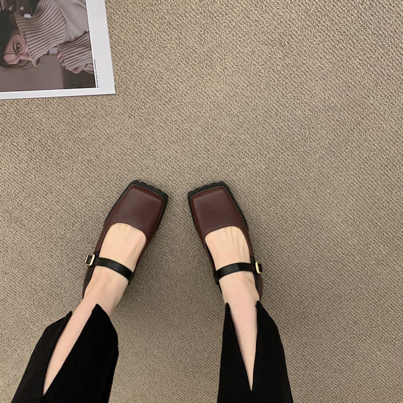 Square Toe Shallow Cut Single Shoe Versatile