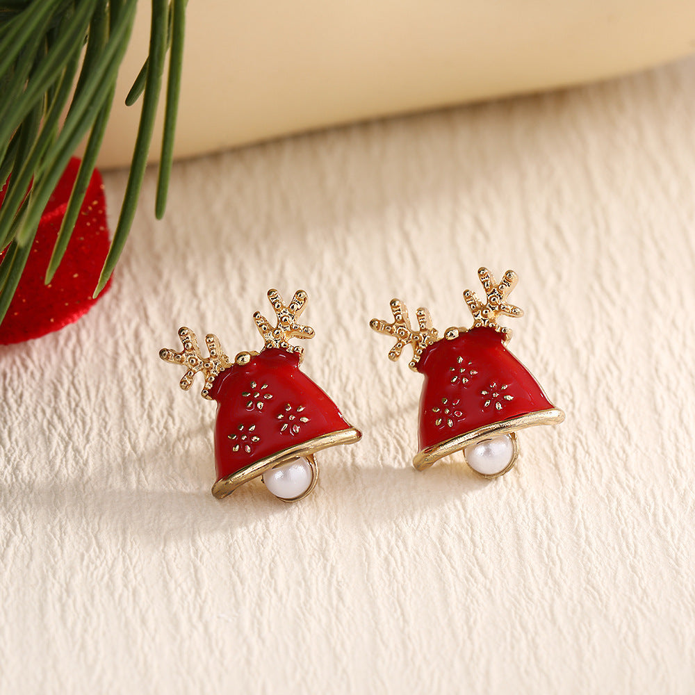 Christmas Fashion Elk Christmas Tree Snowflake Diamond Personalized Three-dimensional Cartoon Earrings
