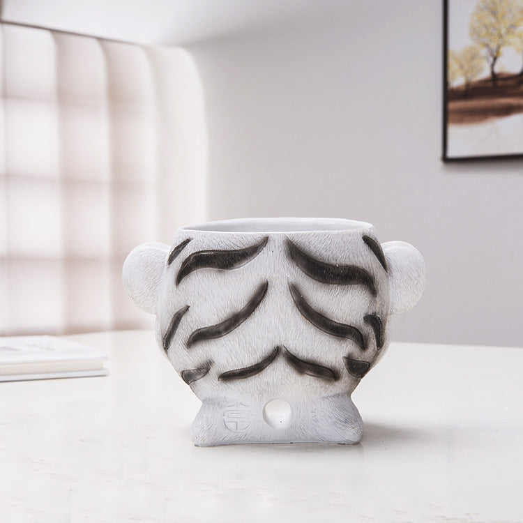 Chinese Style Flower Pot Resin Succulent Potted Green Plants Simple