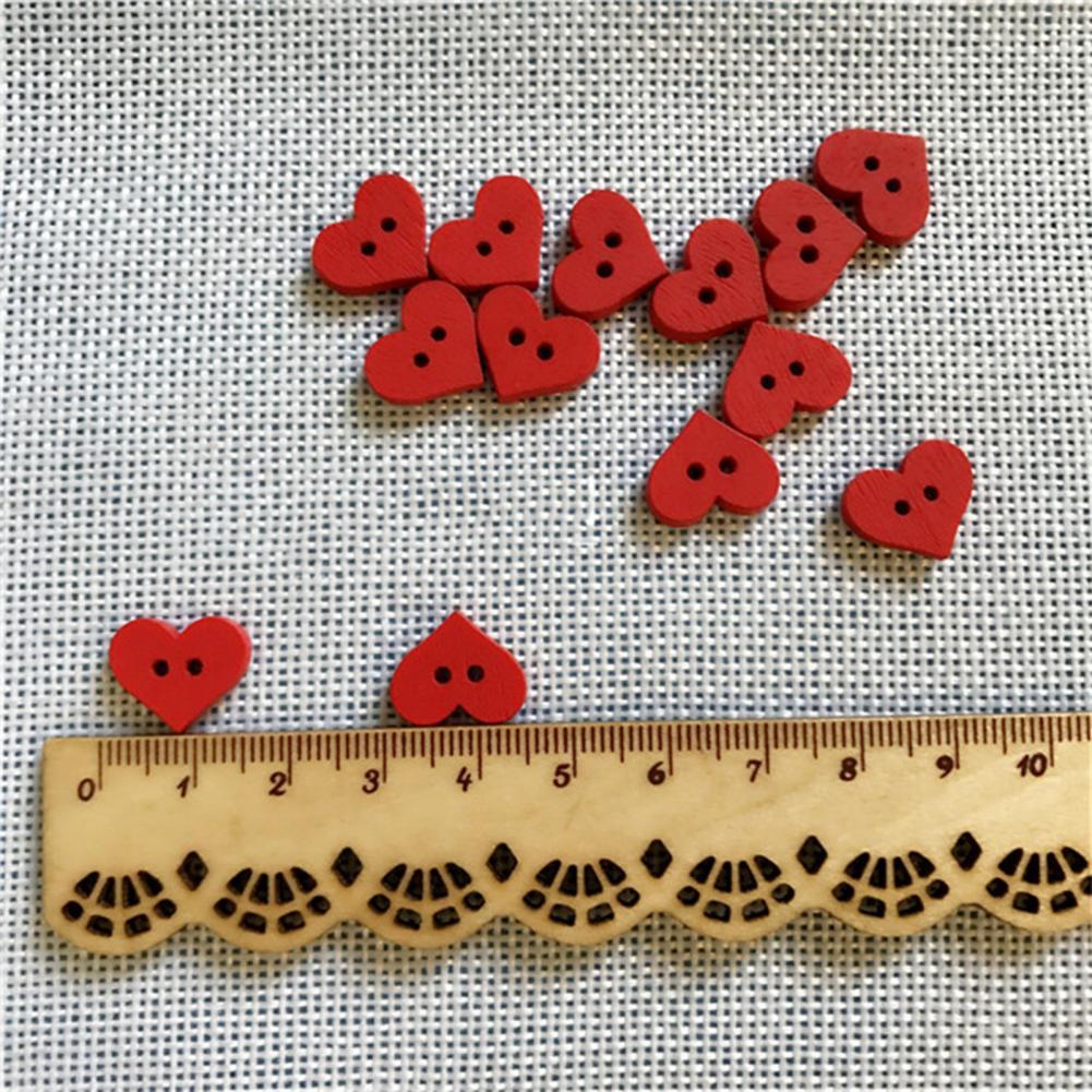 Red Heart Wooden Buttons Garment Accessories